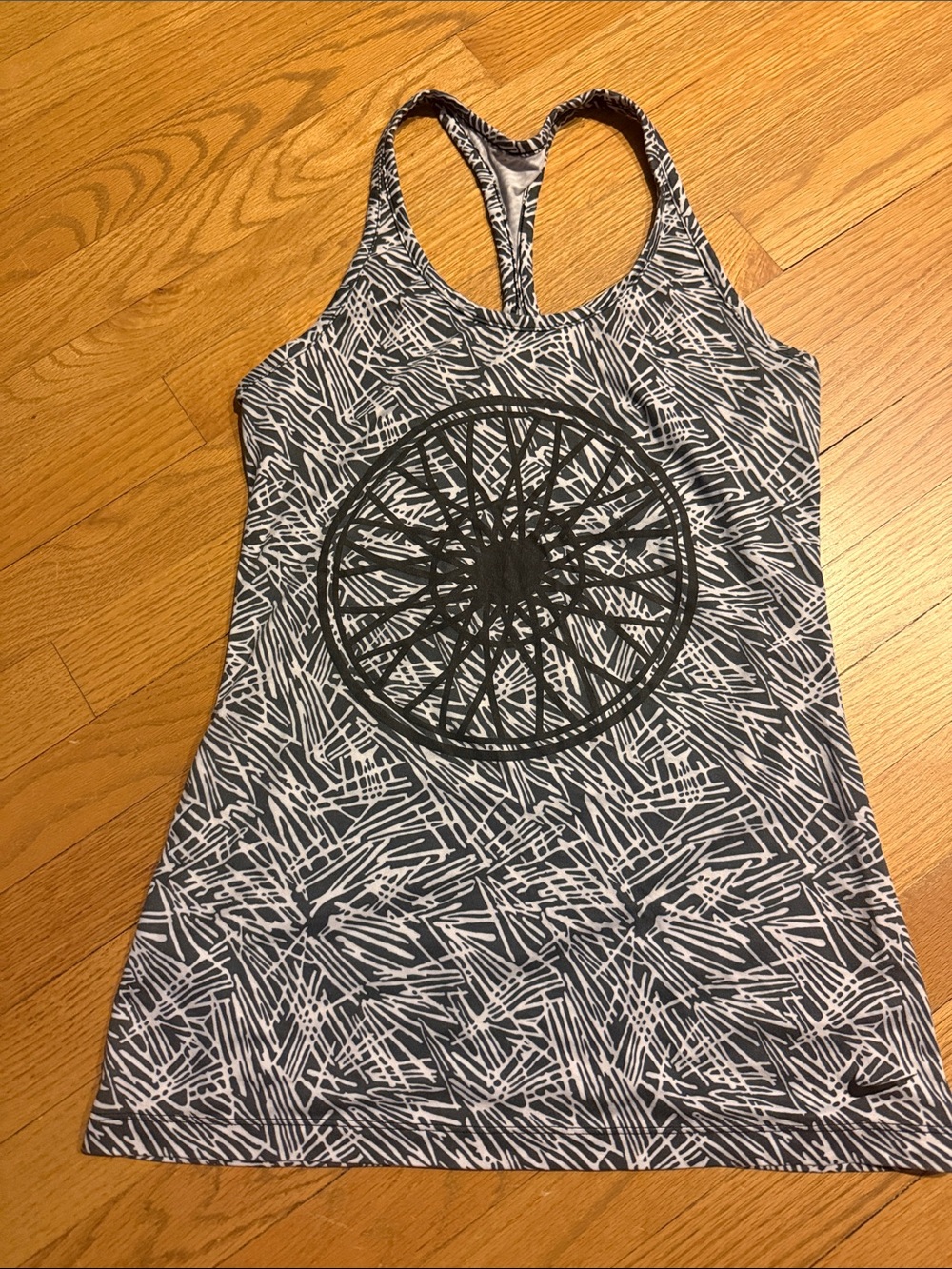 Gray & White Graphic Racerback Tank Top